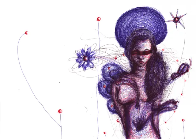 ريتا — 2020 · قلم على ورق · 42×59 cm