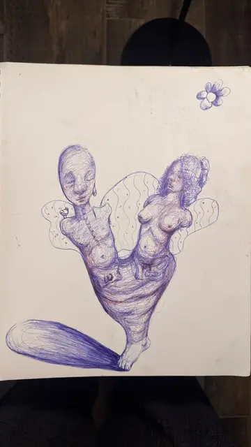 بدون عنوان — 2024 · قلم حبر جاف على ورق · 20×30 cm