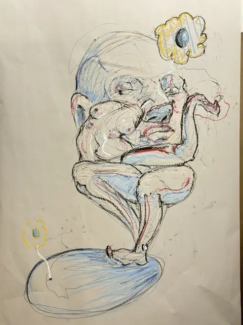 بدون عنوان — 2024 · قلم حبر جاف على ورق · 30×100 cm