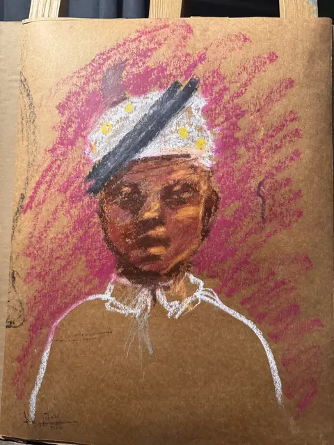 أنا — 2025 · باستيل زيتي على ورق مقوّى · 30×40 cm