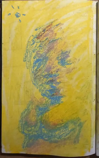 بدون عنوان — 2024 · باستيل زيتي على ورق · 15×30 cm