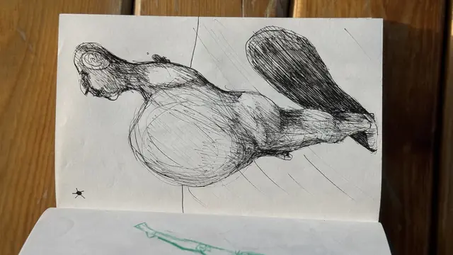 بدون عنوان — 2022 · قلم حبر جاف على ورق · 15×20 cm