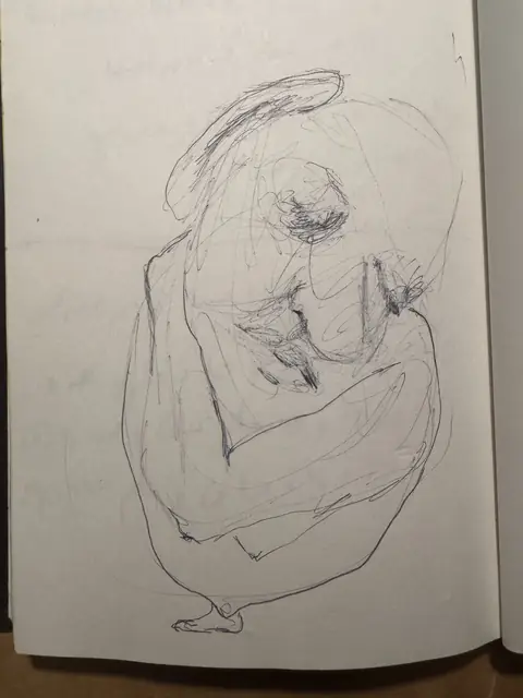 بدون عنوان — 2024 · قلم حبر جاف على ورق · 15×20 cm