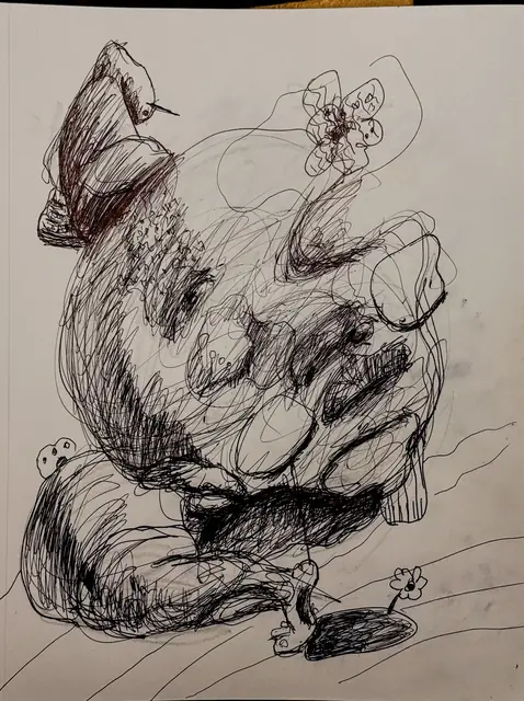 بدون عنوان — 2024 · قلم حبر جاف على ورق · 15×20 cm