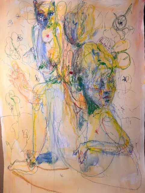 بدون عنوان — 2024 · قلم حبر جاف على ورق · 89×115 cm