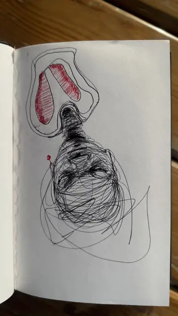 بدون عنوان — 2022 · قلم حبر جاف على ورق · 15×20 cm