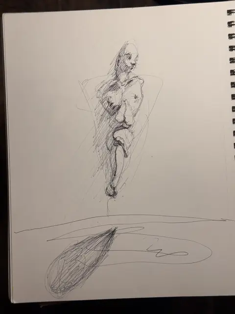 بدون عنوان — 2022 · قلم حبر جاف على ورق · 15×20 cm