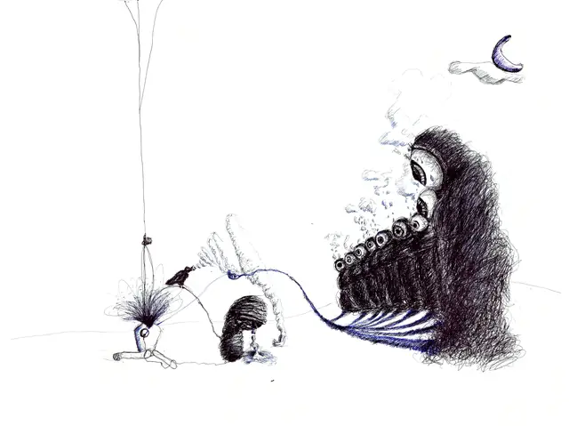 عيون — 2019 · قلم على ورق · 59×42 cm