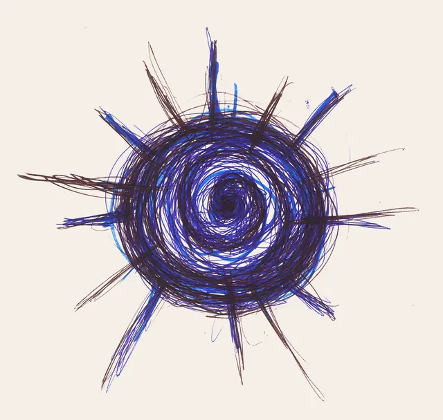 ليل أزرق — 2019 · قلم على ورق · 59×42 cm