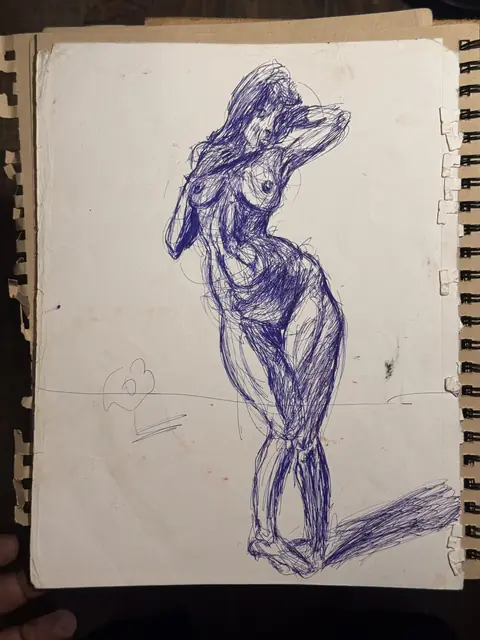 بدون عنوان — 2022 · قلم حبر جاف على ورق · 20×30 cm