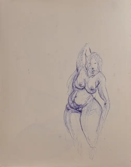 بدون عنوان — 2022 · قلم حبر جاف على ورق · 20×30 cm