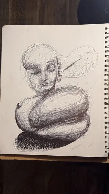 بدون عنوان — 2022 · قلم حبر جاف على ورق · 20×30 cm