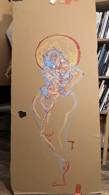 بدون عنوان — 2026 · باستيل زيتي على كرتون · 30×60 cm
