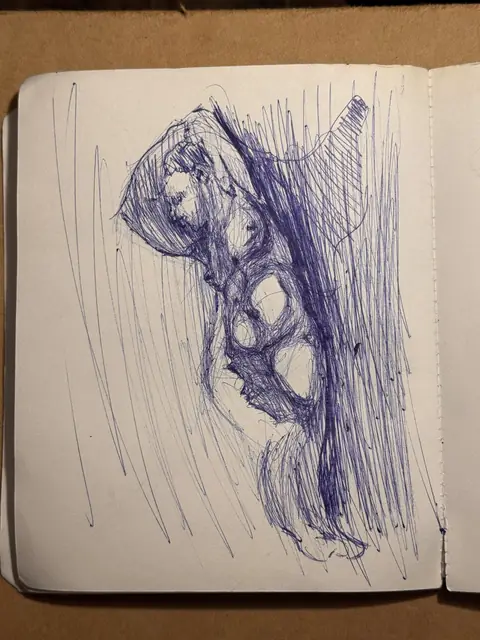 بدون عنوان — 2024 · قلم على ورق · 15×20 cm