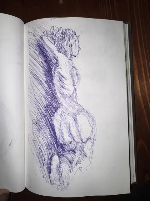 بدون عنوان — 2024 · قلم حبر جاف على ورق · 10×15 cm