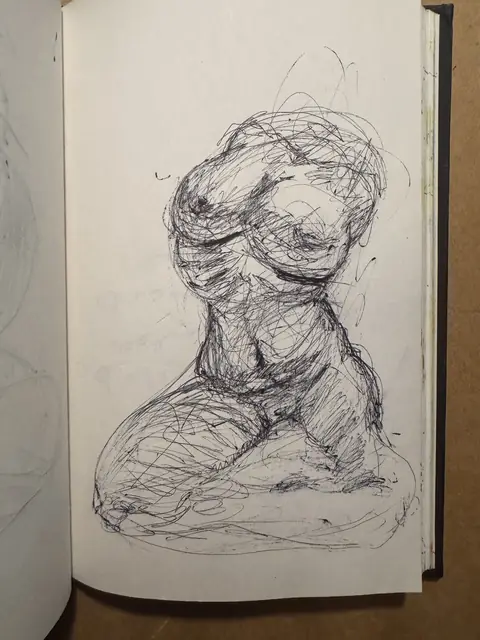 بدون عنوان — 2022 · قلم حبر جاف على ورق · 20×30 cm